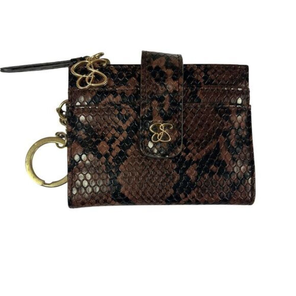 Jessica Simpson Women's Brown Snake Print Card Wallet with Keychain
